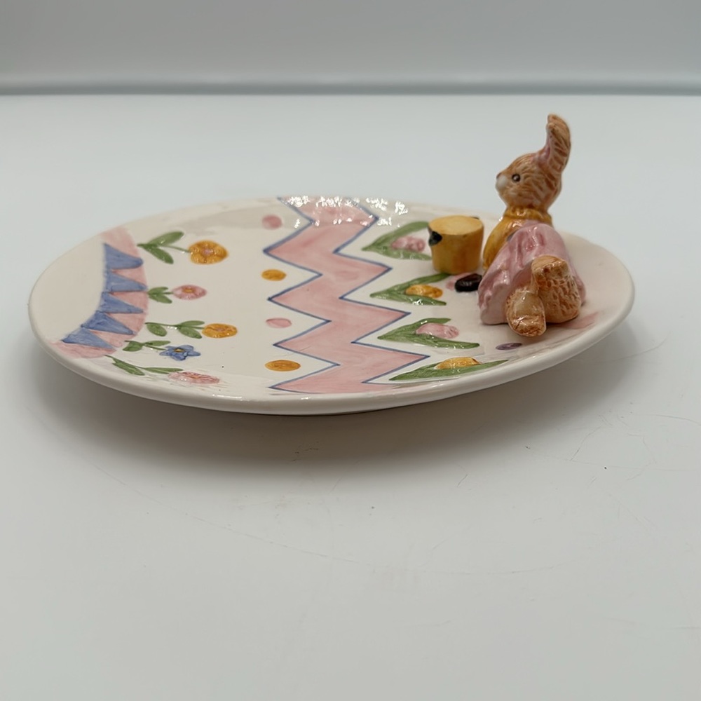 Vintage Fitz And Floyd Girl Bunny Platter - Picture 4 of 16